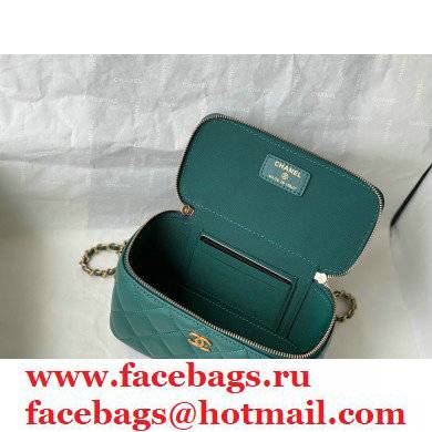 chanel Lambskin  &  Gold-Tone Metal green Vanity with Chain